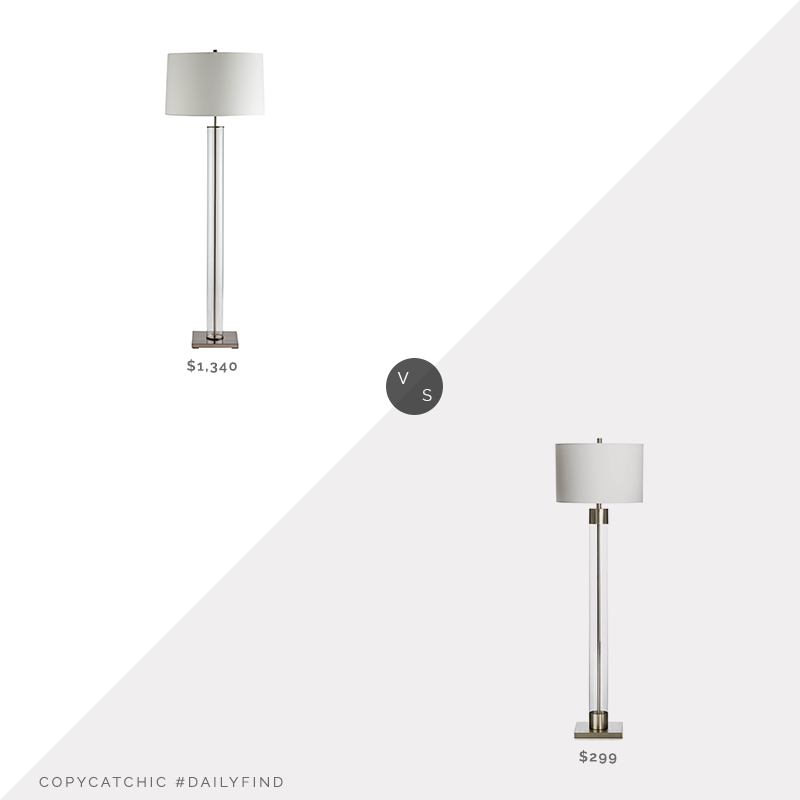 Daily Find: Arteriors Norman Floor Lamp vs. Crate & Barrel Avenue Nickel Floor Lamp, glass column floor lamp look for less, copycatchic luxe living for less, budget home decor and design, daily finds, home trends, sales, budget travel and room redos