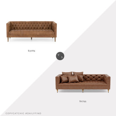 Daily Find: Crate and Barrel Rollins Leather Tufted Sofa vs. Interior Define Ms. Chesterfield Leather Sofa, tufted leather sofa look for less, copycatchic luxe living for less, budget home decor and design, daily finds, home trends, sales, budget travel and room redos
