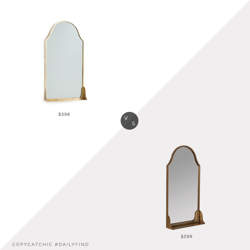 Daily Find: Anthropologie Evey Shelved Mirror vs. West Elm Metal Arch Shelf Mirror, mirror with shelf look for less, copycatchic luxe living for less, budget home decor and design, daily finds, home trends, sales, budget travel and room redos