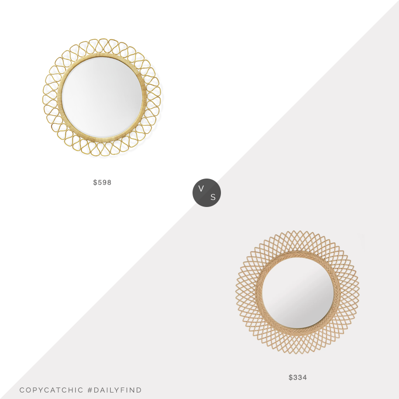Daily Find: Serena and Lily Topeka Mirror vs. Wayfair Rosecliff Heights Sunburst Mirror, rattan mirror look for less, copycatchic luxe living for less, budget home decor and design, daily finds, home trends, sales, budget travel and room redos