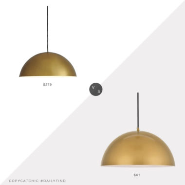 Daily Find: Room and Board Aurora Dome Pendant vs. Target Elegant Lighting Pendant, gold pendant light look for less, copycatchic luxe living for less, budget home decor and design, daily finds, home trends, sales, budget travel and room redos