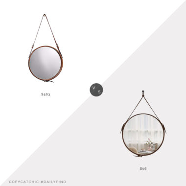 Daily Find: Lamps Plus Jamie Young Leather Strap Round Mirror vs. Amazon HofferRuffer Round Wall Mirror, leather strap mirror look for less, copycatchic luxe living for less, budget home decor and design, daily finds, home trends, sales, budget travel and room redos