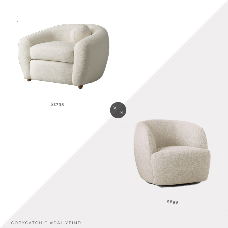 Daily Find: Restoration Hardware Sylvain Chair vs. CB2 Gwyneth Ivory Boucle Chair, boucle chair look for less, copycatchic luxe living for less, budget home decor and design, daily finds, home trends, sales, budget travel and room redos