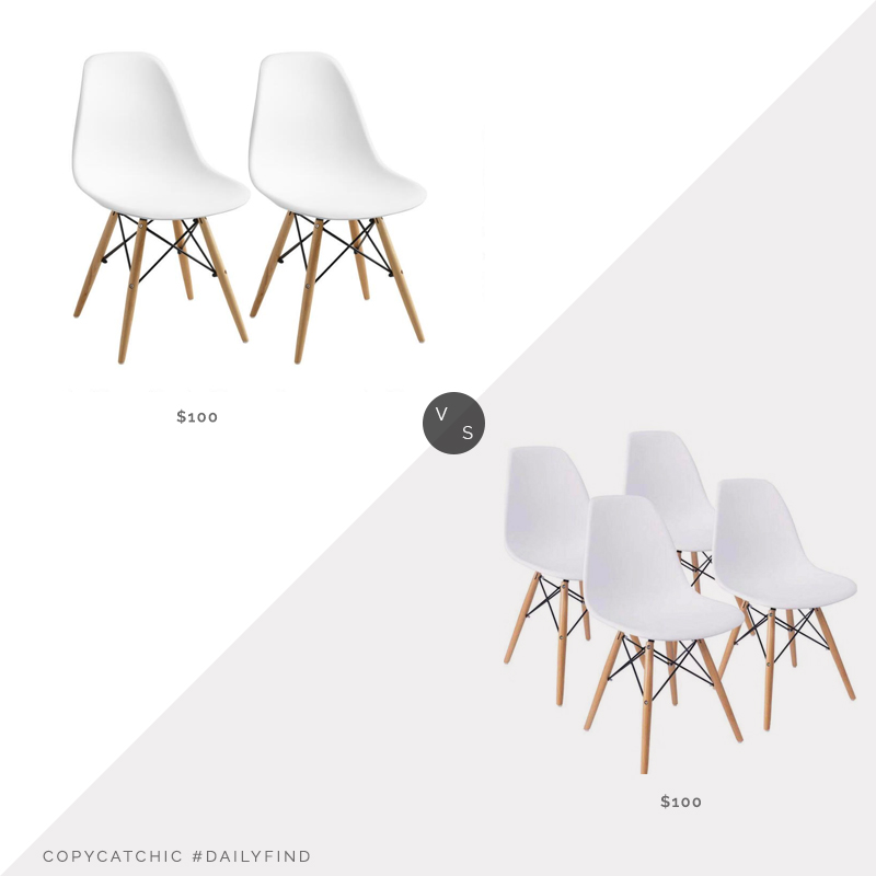 Daily Find: World Market Evie Molded Chair Set of 2 vs. Walmart Mid-Century Dining Chair Set of 4, eames eiffel chairs look for less, copycatchic luxe living for less, budget home decor and design, daily finds, home trends, sales, budget travel and room redos