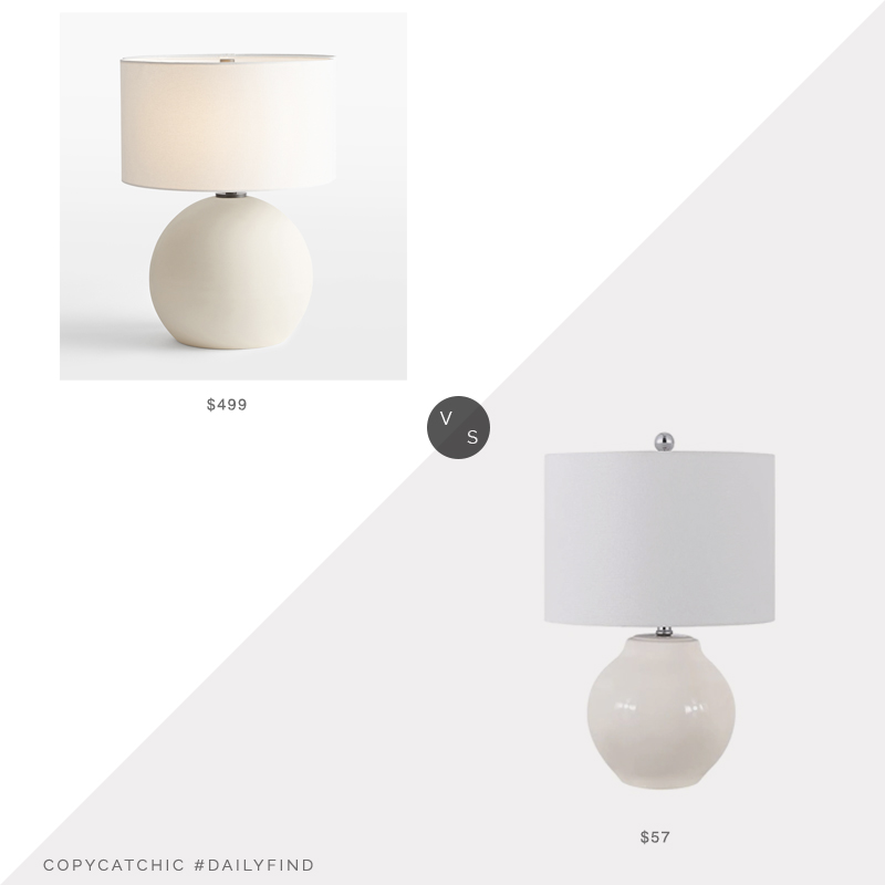 Daily Find: Rejuvenation Folk Abigail Ball Table Lamp vs. Lowe's Safavieh Zaid Table Lamp, white table lamp look for less, copycatchic luxe living for less, budget home decor and design, daily finds, home trends, sales, budget travel and room redos