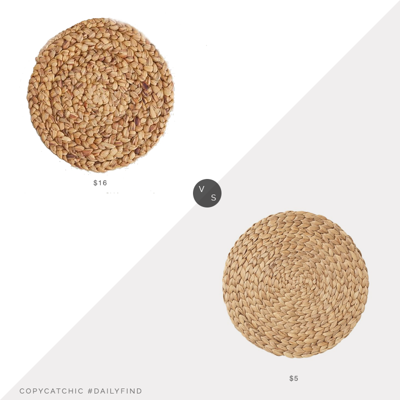 Daily Find: Pottery Barn Round Water Hyacinth Placemat vs. IKEA SOARÉ Place Mat, Water Hyacinth, hyacinth placemat look for less, copycatchic luxe living for less, budget home decor and design, daily finds, home trends, sales, budget travel and room redos