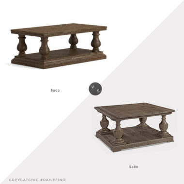 Daily Find: Pottery Barn Lorraine Coffee Table vs. Wayfair Hadlee Coffee Table with Storage, traditional wood coffee table look for less, copycatchic luxe living for less, budget home decor and design, daily finds, home trends, sales, budget travel and room redos