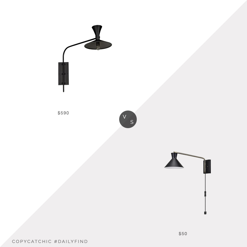 Daily Find: MegMade Enzo Modern Metal Sconce vs. Build.com Globe Electric Waldwick Sconce, black sconce look for less, copycatchic luxe living for less, budget home decor and design, daily finds, home trends, sales, budget travel and room redos