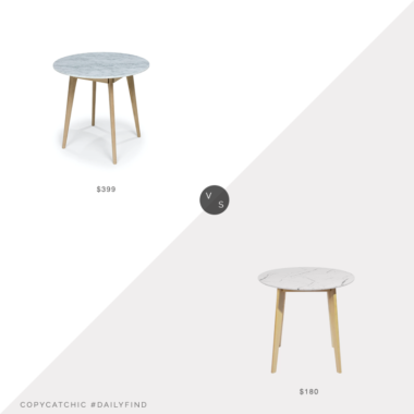 Daily Find: Article Mara Oak Cafe Table vs. Wayfair Hashtag Home Fairview Dining Table, marble dining table look for less, copycatchic luxe living for less, budget home decor and design, daily finds, home trends, sales, budget travel and room redos