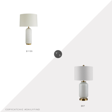 Daily Find: Arteriors Waterson Modern Classic White Marble Table Lamp vs. Walmart Safavieh Amia Mid Century Glass Table Lamp, white table lamp look for less, copycatchic luxe living for less, budget home decor and design, daily finds, home trends, sales, budget travel and room redos