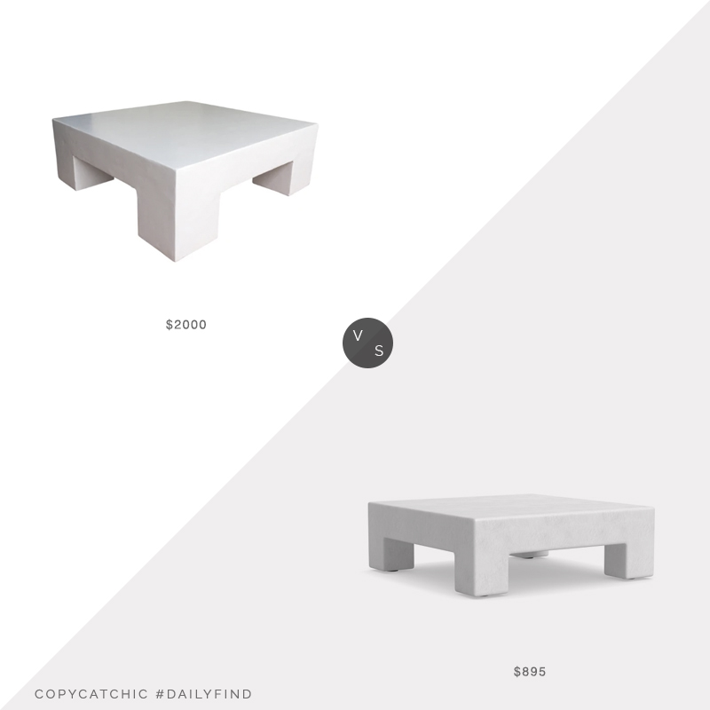Daily Find: Oken House Mid Century Modern Plaster Coffee Table vs. Williams Sonoma Home Matte White Square Table, plaster coffee table look for less, copycatchic luxe living for less, budget home decor and design, daily finds, home trends, sales, budget travel and room redos