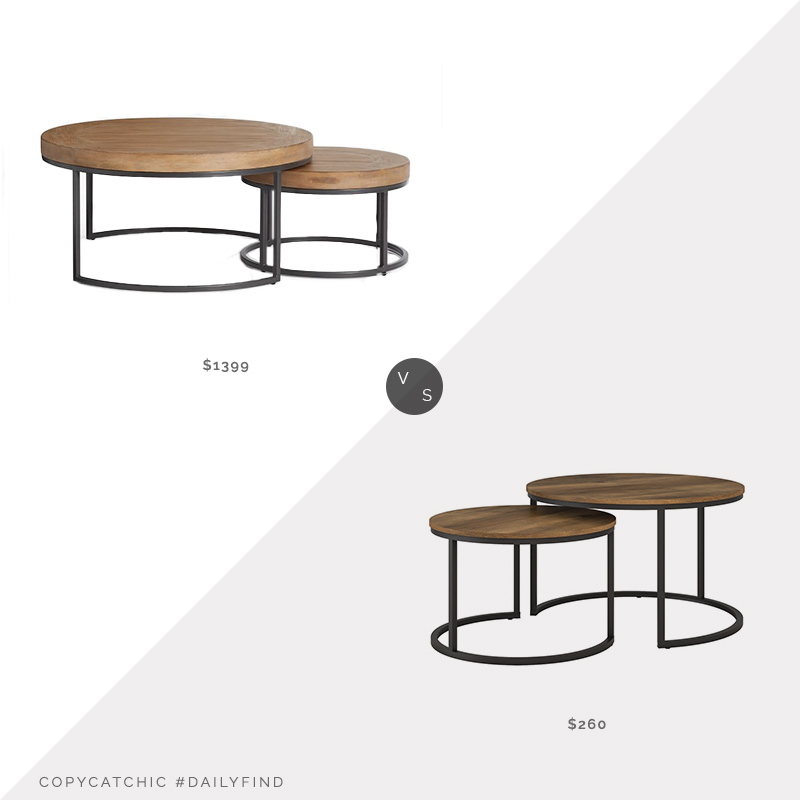 Daily Find: Pottery Barn Malcolm Round Nesting Coffee Tables vs. Overstock CorLiving Fort Worth Wood Grain Nesting Coffee Tables, nesting coffee tables look for less, copycatchic luxe living for less, budget home decor and design, daily finds, home trends, sales, budget travel and room redos