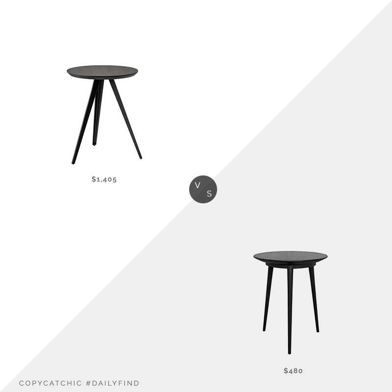 Daily Find: Artemest Aky Contract Black Tripod Side Table vs. Burke Decor Tripod Side Table in Charcoal Black, black tripod side table look for less, copycatchic luxe living for less, budget home decor and design, daily finds, home trends, sales, budget travel and room redos