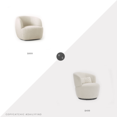 Daily Find: CB2 Gwyneth Ivory Boucle Chair  vs. Castlery Amber Swivel Chair, Snow Boucle, boucle chair look for less, copycatchic luxe living for less, budget home decor and design, daily finds, home trends, sales, budget travel and room redos