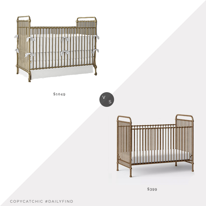 Daily Find: Restoration Baby Kennedy Iron Crib vs. Target Million Dollar Baby Classic Abigail Convertible Crib, gold crib look for less, copycatchic luxe living for less, budget home decor and design, daily finds, home trends, sales, budget travel and room redos