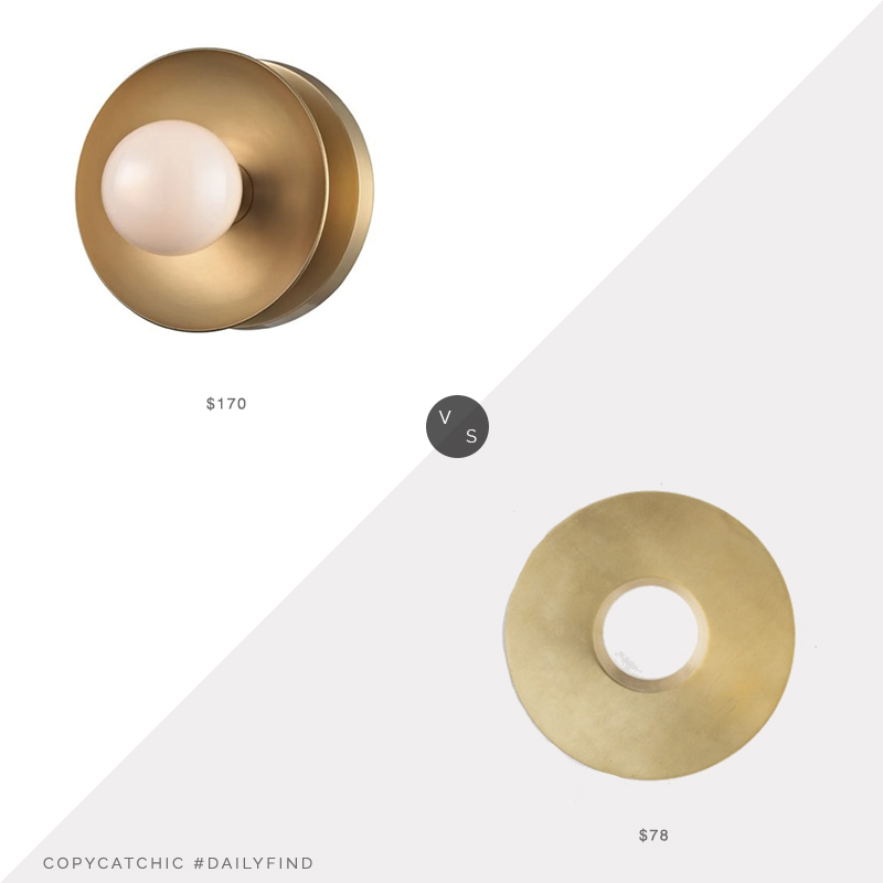 Daily Find: Build With Ferguson Hudson Valley Lighting Julien Sconce vs. Etsy Decocreation Studio Modern Sconce, round brass sconce look for less, copycatchic luxe living for less, budget home decor and design, daily finds, home trends, sales, budget travel and room redos