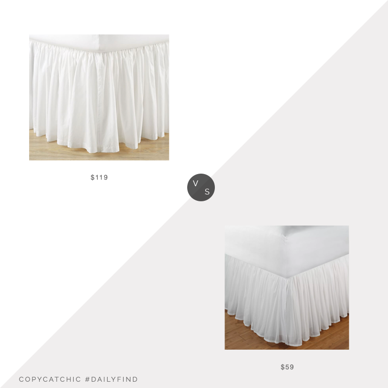 Daily Find: Pottery Barn Voile Bed Skirt vs. Target Greenland Home Fashion Cotton Voile Bed Skirt, white ruffled bed skirt look for less, copycatchic luxe living for less, budget home decor and design, daily finds, home trends, sales, budget travel and room redos