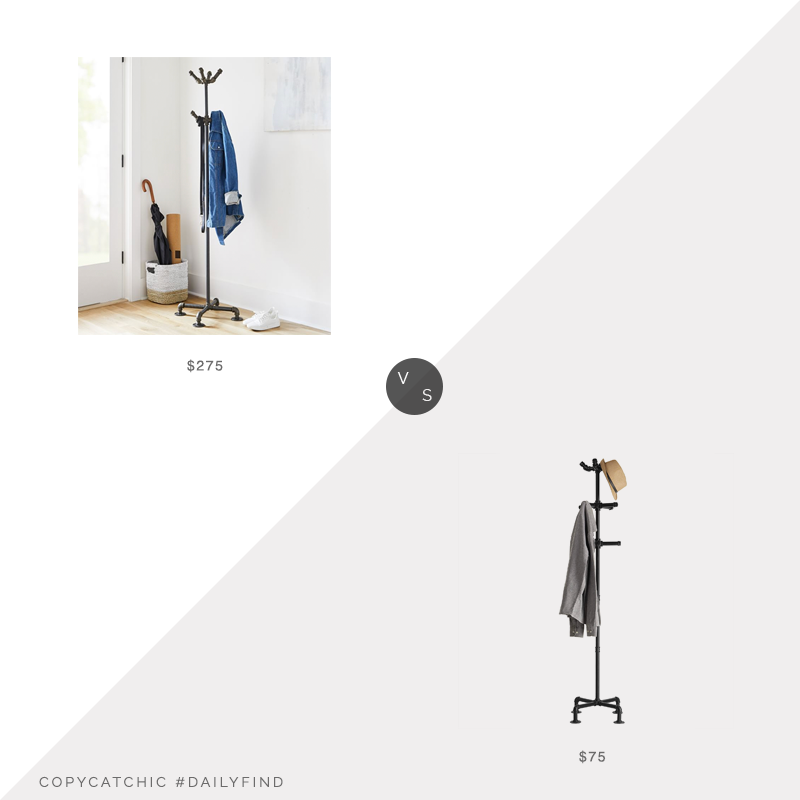 Daily Find: West Elm Monroe Trades Industrial Coat Rack vs. Amazon MyGift Industrial0Theme Black Metal Pipe Coat Stand, pipe coat rack look for less, copycatchic luxe living for less, budget home decor and design, daily finds, home trends, sales, budget travel and room redos