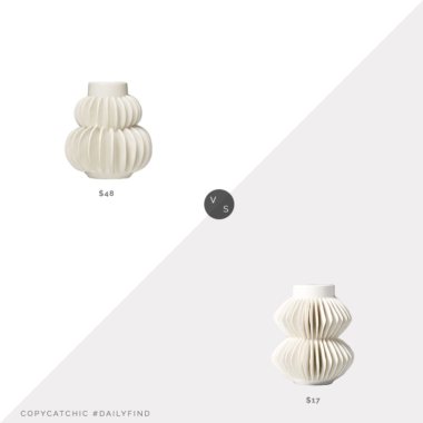 Daily Find: Ecovibe White Tiered Stoneware Vase vs. CB2 Celia White Vase, white ruffled vase look for less, copycatchic luxe living for less, budget home decor and design, daily finds, home trends, sales, budget travel and room redos