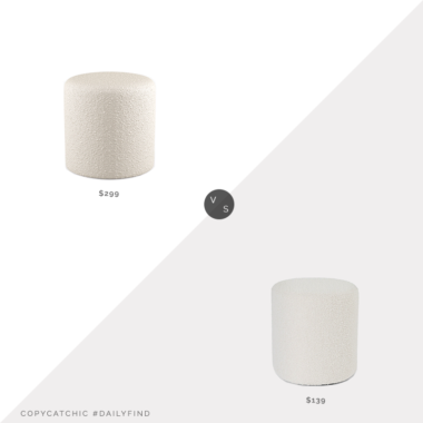 Daily Find: The Inside Drum Ottoman in Snow Bouclé vs. Article Cilo Ivory Bouclé Ottoman, boucle ottoman look for less, copycatchic luxe living for less, budget home decor and design, daily finds, home trends, sales, budget travel and room redos