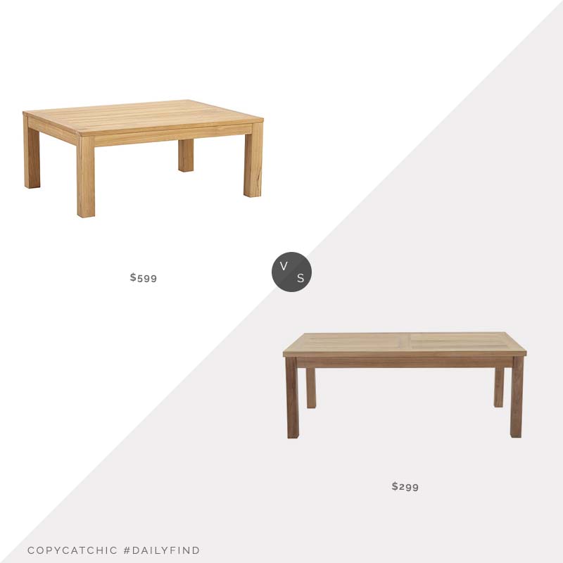Daily Find: Ballard Designs Teak Coffee Table vs. Home Threads Marina Outdoor Patio Teak Coffee Table, teak coffee table look for less, copycatchic luxe living for less, budget home decor and design, daily finds, home trends, sales, budget travel and room redos