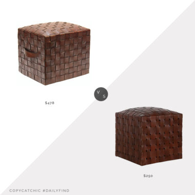 Daily Find: Nook & Cottage Peninsula Home Brooklin Woven Leather Pouf vs. McGee & Co Ackley Leather Ottoman, woven leather pouf look for less, copycatchic luxe living for less, budget home decor and design, daily finds, home trends, sales, budget travel and room redos