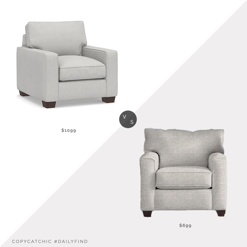 Daily Find: Pottery Barn Comfort Square Arm Upholstered Armchair vs. Wayfair Custom Upholstery Leslie Armchair, upholstered chair look for less, copycatchic luxe living for less, budget home decor and design, daily finds, home trends, sales, budget travel and room redos