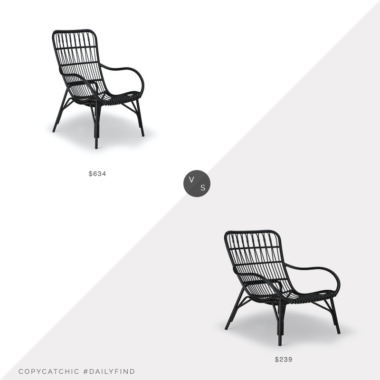 Daily Find: Kathy Kuo Home Alexis Black Rattan Arm Chair vs. Article Graphite Wicker Outdoor Lounge Chair, black rattan chair look for less, copycatchic luxe living for less, budget home decor and design, daily finds, home trends, sales, budget travel and room redos