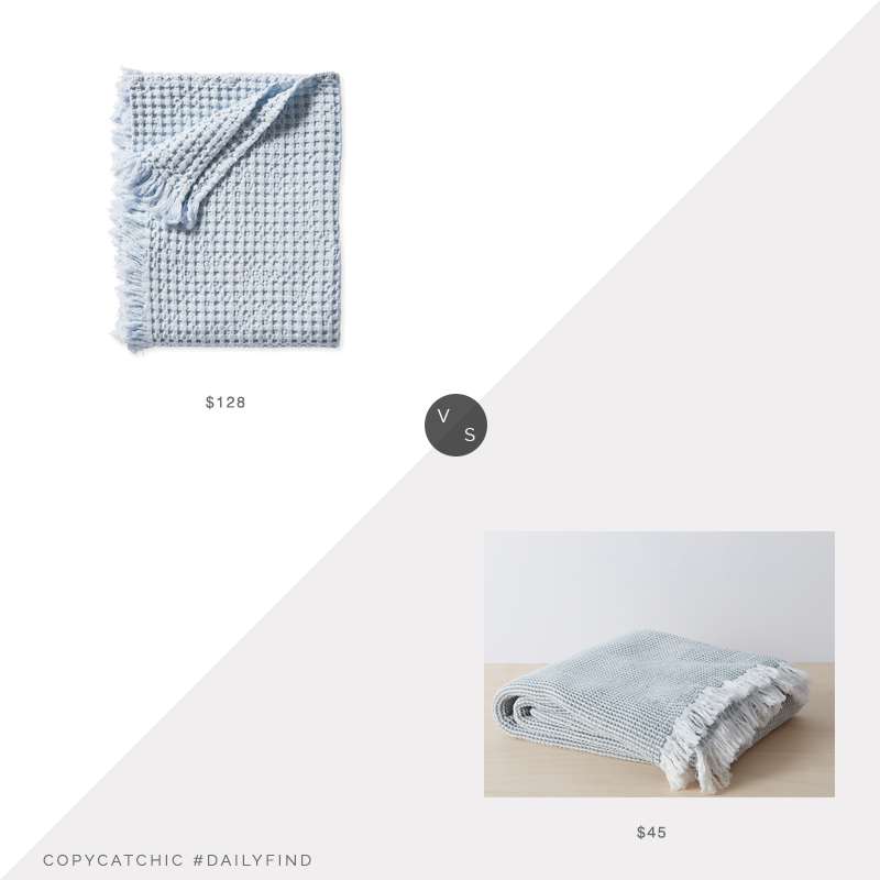Daily Find: Serena and Lily Beachcomber Cotton Throw vs. Walmart Allswell Stonewashed Cotton Throw, blue throw blanket look for less, copycatchic luxe living for less, budget home decor and design, daily finds, home trends, sales, budget travel and room redos
