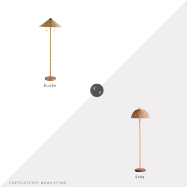 Daily Find: Lumens Celerie Kemble for Arteriors Terrace Floor Lamp vs. Urban Outfitters Willow Rattan Floor Lamp, rattan floor lamp look for less, copycatchic luxe living for less, budget home decor and design, daily finds, home trends, sales, budget travel and room redos