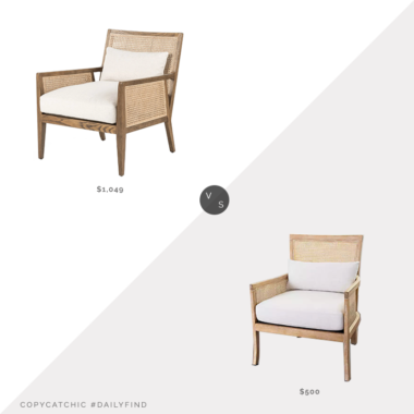 Daily Find: Burke Decor Antonia Chair vs. Kirkland's Natural Cane Accent Chair with Cream Cushions, cane chair with cushions look for less, copycatchic luxe living for less, budget home decor and design, daily finds, home trends, sales, budget travel and room redos