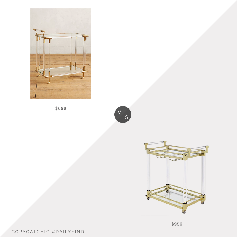 Daily Find: Anthropologie Oscarine Lucite Bar Cart vs. Houzz Coaster Kitchen Carts Serving Cart, lucite bar cart look for less, copycatchic luxe living for less, budget home decor and design, daily finds, home trends, sales, budget travel and room redos