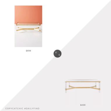 Daily Find: Anthropologie Oscarine Lucite Coffee Table vs. Houzz Suzanna Acrylic Coffee Table, lucite coffee table look for less, copycatchic luxe living for less, budget home decor and design, daily finds, home trends, sales, budget travel and room redos