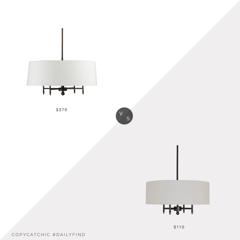 Daily Find: Crate and Barrel Arlington Bronze Chandelier vs. Amazon Stone & Beam Contemporary Pendant Chandelier with White Shade, chandelier with shade look for less, copycatchic luxe living for less, budget home decor and design, daily finds, home trends, sales, budget travel and room redos