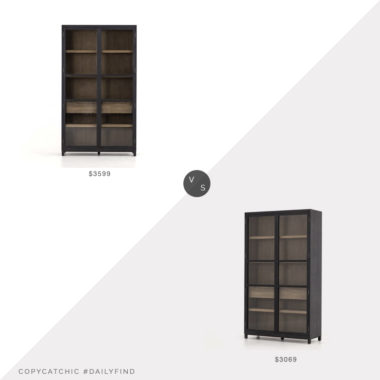 Daily Find: West Elm Drifted Oak and Glass Cabinet vs. Elm and Iron Shelton Cabinet, glass front cabinet look for less, copycatchic luxe living for less, budget home decor and design, daily finds, home trends, sales, budget travel and room redos