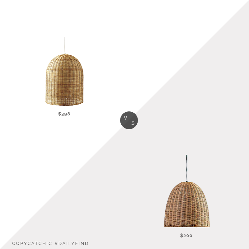 Daily Find: Serena & Lily Santa Barbara Pendant vs. Kirkland's Natural Rattan Dome Pendant Light, rattan light fixture look for less, copycatchic luxe living for less, budget home decor and design, daily finds, home trends, sales, budget travel and room redos