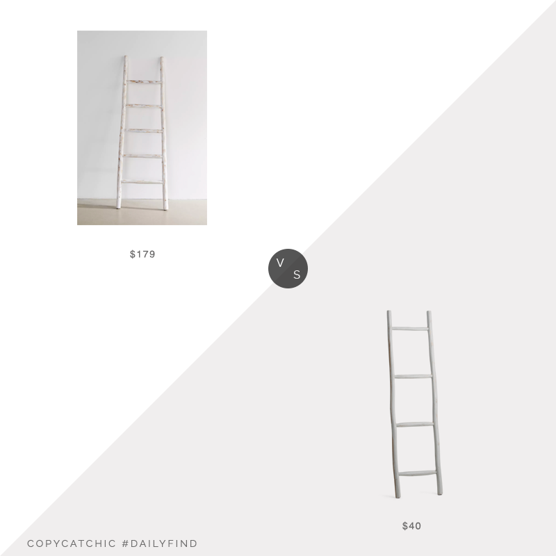 Daily Find: Urban Outfitters Leaning Blanket Ladder vs. TJ Maxx JT Rose 58in 4 Rung Ladder, decorative ladder look for less, copycatchic luxe living for less, budget home decor and design, daily finds, home trends, sales, budget travel and room redos