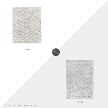 Daily Find: West Elm Stone Tile Rug vs. Rugs USA Primavera Tiled Tracery Beige Rug, gray white rug look for less, copycatchic luxe living for less, budget home decor and design, daily finds, home trends, sales, budget travel and room redos