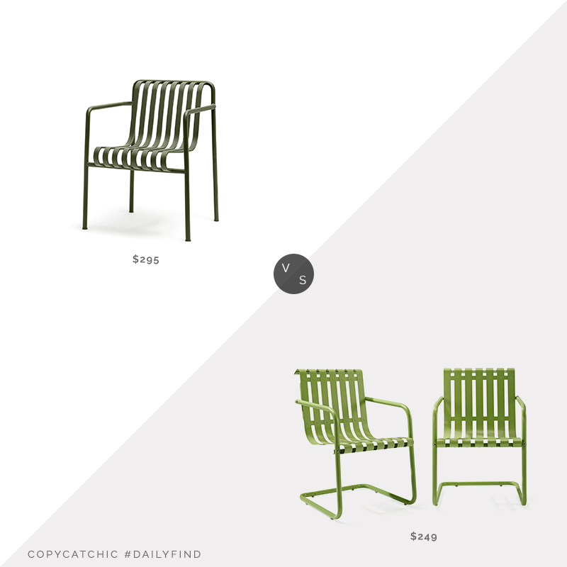 Daily Find: Hay Palissade Dining Armchair vs. Home Depot Crosley Gracie Green Metal Outdoor Chairs (Set of 2), green outdoor chairs look for less, copycatchic luxe living for less, budget home decor and design, daily finds, home trends, sales, budget travel and room redos