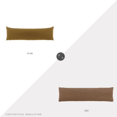 Daily Find: Etsy Little Design Co Lumbar Pillow vs. Bed Bath and Beyond O&O Velvet Oblong Pillow, extra long velvet lumbar pillow look for less, copycatchic luxe living for less, budget home decor and design, daily finds, home trends, sales, budget travel and room redos