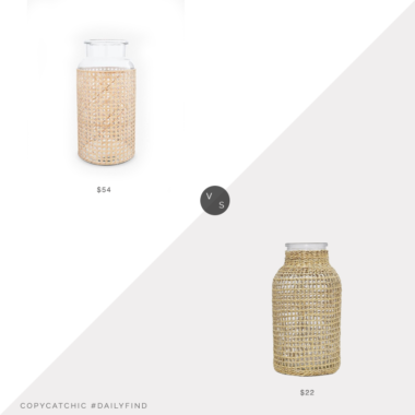 Daily Find: Lulu & Georgia Alysha Vase vs. Amazon PreZervors Glass Vase with Woven Straw Decor, rattan vase look for less, copycatchic luxe living for less, budget home decor and design, daily finds, home trends, sales, budget travel and room redos