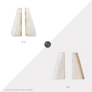 Daily Find: Williams Sonoma White Alabaster Slanted Bookends vs. House of Morrison Marble Bookends, marble bookends look for less, copycatchic luxe living for less, budget home decor and design, daily finds, home trends, sales, budget travel and room redos