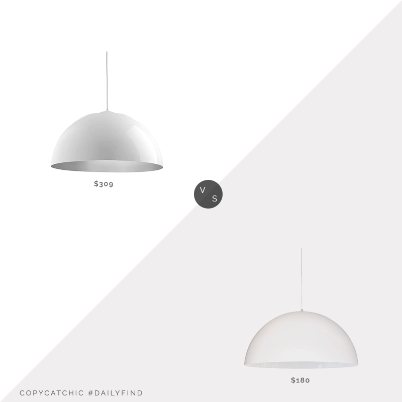 Daily Find: Overstock Progress Lighting Metal Dome Pendant vs. Build with Ferguson Dainolite Ofelia Pendant, white dome pendant light look for less, copycatchic luxe living for less, budget home decor and design, daily finds, home trends, sales, budget travel and room redos