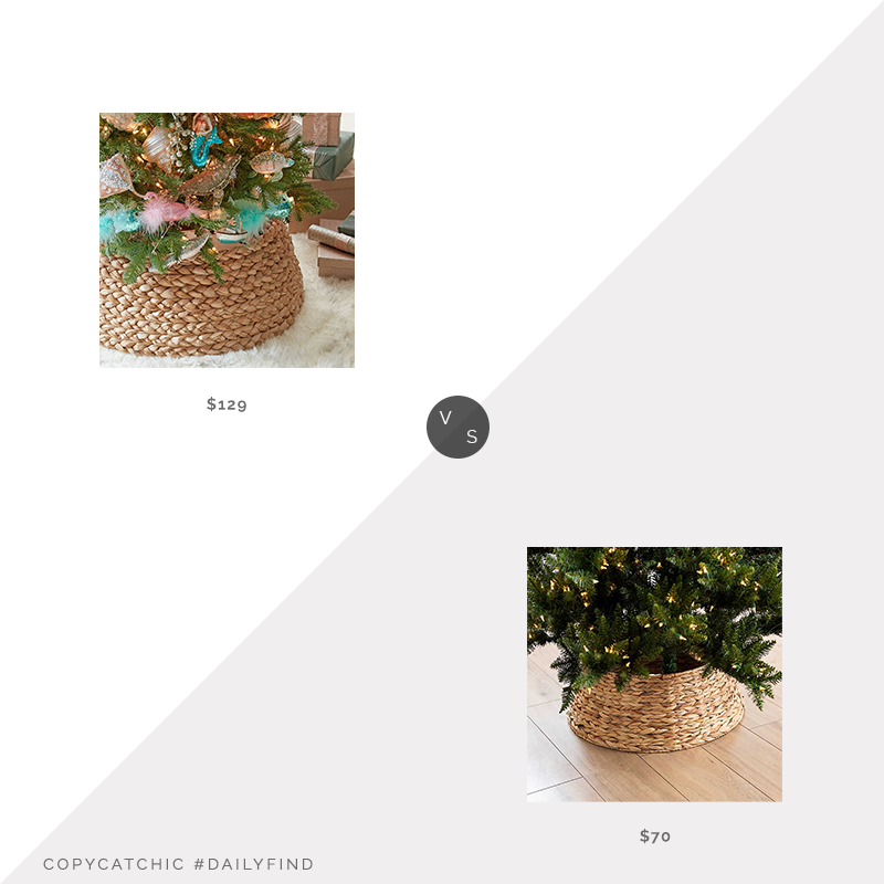 Daily Find: Pottery Barn Beachcomber Basket Tree Collar vs. Kirkland's Woven Seagrass Christmas Tree Collar, woven tree collar look for less, copycatchic luxe living for less, budget home decor and design, daily finds, home trends, sales, budget travel and room redos