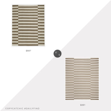 Daily Find: Lulu and Georgia Bungalow Rug vs. Home Threads Ralph Lauren Ludlow Rug, beige offset stripe rug look for less, copycatchic luxe living for less, budget home decor and design, daily finds, home trends, sales, budget travel and room redos