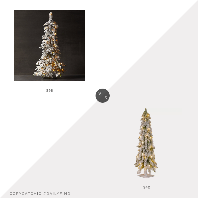Daily Find: Terrain Faux Snowy Pre-lit LED Tree, 3' vs. Wayfair Sand & Stable 3' White Fir Artificial Christmas Tree, 3' tree look for less, copycatchic luxe living for less, budget home decor and design, daily finds, home trends, sales, budget travel and room redos