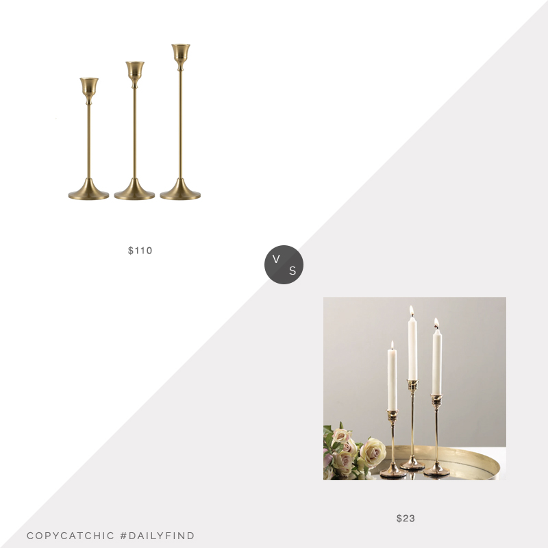 Daily Find: Wayfair Rosdorf Park Candlestick Holders vs. Etsy Candlestick Holders Set of 3, gold candlesticks look for less, copycatchic luxe living for less, budget home decor and design, daily finds, home trends, sales, budget travel and room redos