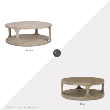 Daily Find: One Kings Lane CFC Gismo Round Coffee Table vs. Macy's Derevo Coffee Table, round wood coffee table look for less, copycatchic luxe living for less, budget home decor and design, daily finds, home trends, sales, budget travel and room redos