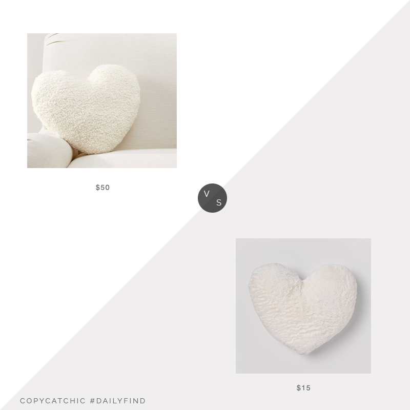 Daily Find: Pottery Barn Cozy Teddy Faux Fur Heart Shaped Pillow vs. Target Pillowfort Faux Fur Heart Pillow, heart pillow look for less, copycatchic luxe living for less, budget home decor and design, daily finds, home trends, sales, budget travel and room redos