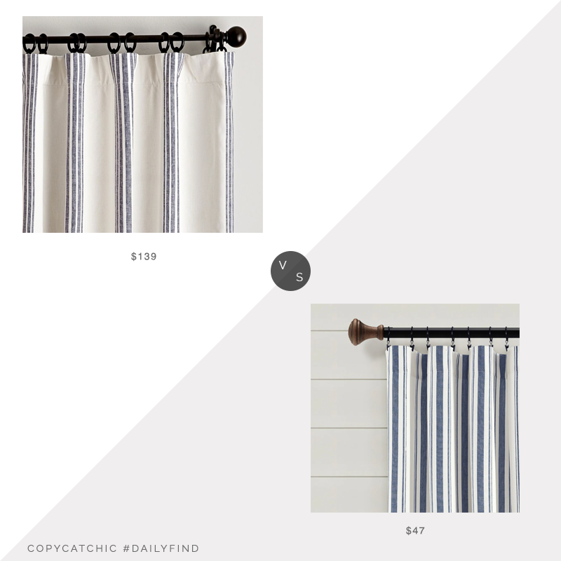 Daily Find: Pottery Barn Riviera Striped Curtain vs. Overstock Lush Decor Farmhouse Stripe Curtain, striped curtains look for less, copycatchic luxe living for less, budget home decor and design, daily finds, home trends, sales, budget travel and room redos